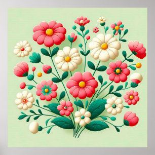Poster Buquê vibrante de flores 3d