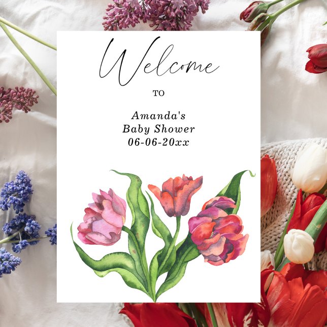 Poster Buquês flores chá de fraldas de boas-vindas (Criador carregado)