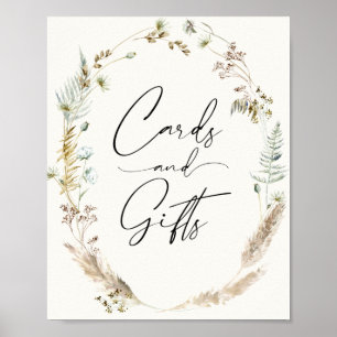Poster Buquês Secos de Grama Pampas Boho Cartões e Presen