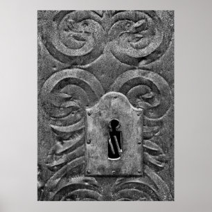 Póster Buraco da fechadura em porta de metal medieval