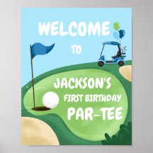 Buraco Par-Tee Golf em Um Garoto Azul de Aniversár