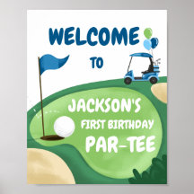 Buraco Par-Tee Golf em Um Garoto Azul de Aniversár