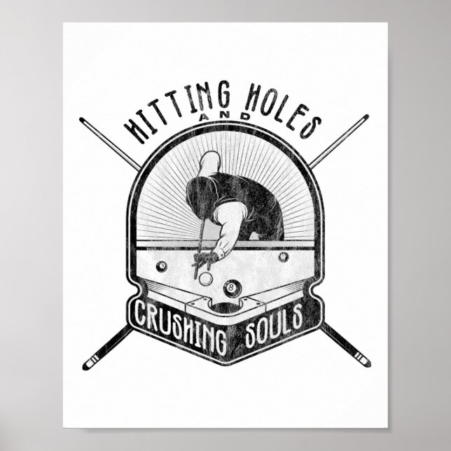Poster Buracos E Esmagamento Solam Bilhares Engraçados J (Frente)