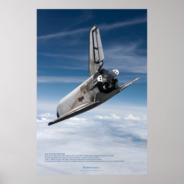Poster Buran Nave Espacial Descendo Através das Nuvens (Frente)