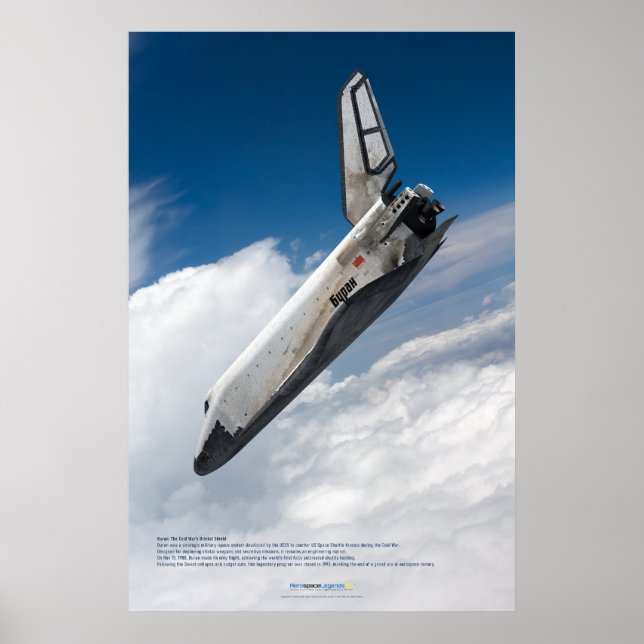 Poster Buran Shuttle: Majestoso Descenso Atmosférico (Frente)