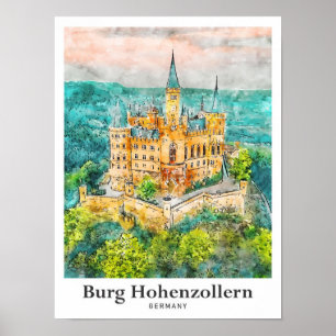 Poster Burg Hohenzollern Germany Viagem Watercolor
