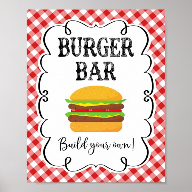 Poster Burger Bar Red Gingham I Do CHURRASCO (Frente)