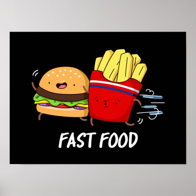 Poster Burger Engraçado De Comida Rápido E Fries Pun (Frente)