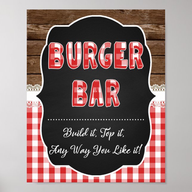 Poster Burger - Sinal de Bar - Red Baby Q (Frente)