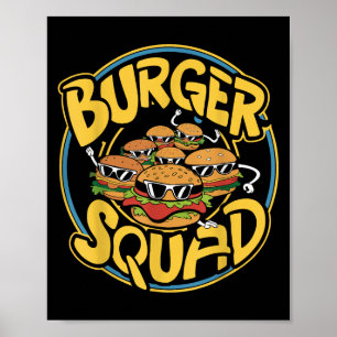 Poster Burger Squad Engraçado Cheeseburger Comida Hamburg