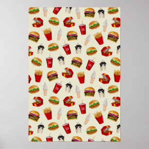 Poster Burgers de Comida rápida, Fries, Sundaes