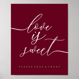 Poster Burgundy Amor é Doce Leve Tratamento Sobremesa