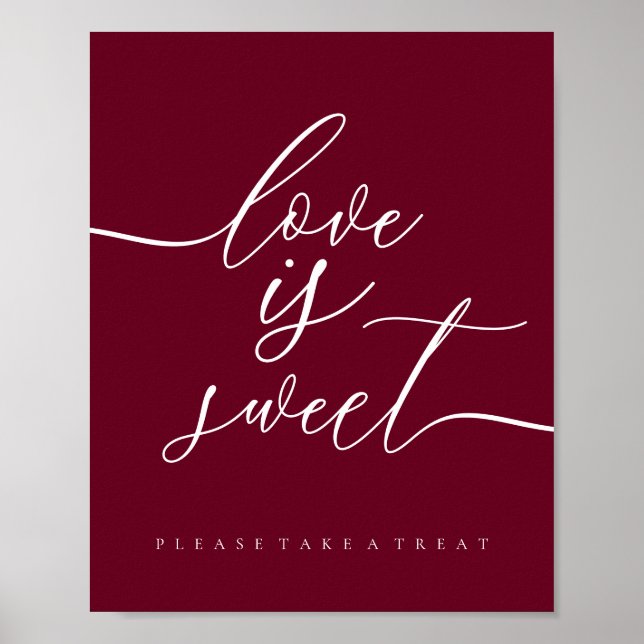 Poster Burgundy Amor é Doce Leve Tratamento Sobremesa (Frente)