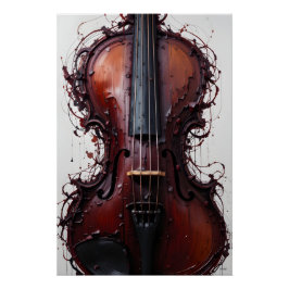 Póster Burgundy Black Abstrato Violin