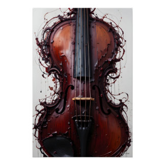 Póster Burgundy Black Abstrato Violin