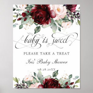 Poster Burgundy Blush Floral Baby é doce Faça um tratam