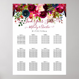 POSTER BURGUNDY BOHO WATERCOLOR FLOWERS SENDO GRÁFICO