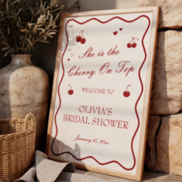 Poster Burgundy Cherry On Top Bridal Shower Welcome