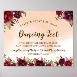 Poster Burgundy Dancing Feet Chinelos Sinal de Casamento