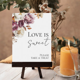 Poster Burgundy Fall Chá de panela Love is Sweet Sign