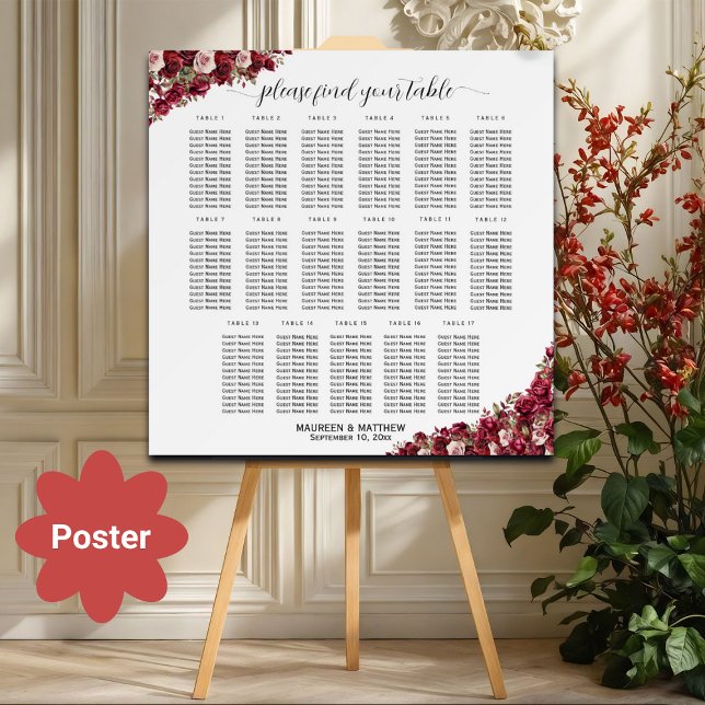 Poster Burgundy Floral 17 Mesas (Criador carregado)