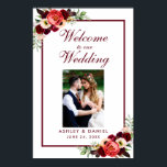 Poster Burgundy Floral Boho - Foto de Boho Bem-vinda<br><div class="desc">Watercolor Burgundy Marsala Floral Boho Weding Foto Bem-Vindo Poster</div>