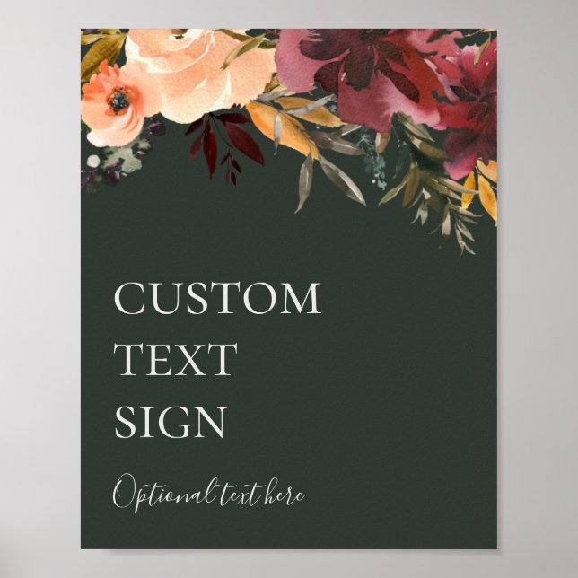 Poster Burgundy Floral | Cartões verdes e ofertas persona (Frente)