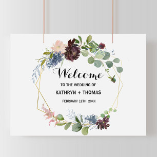 Poster Burgundy Floral e Greenery Bot