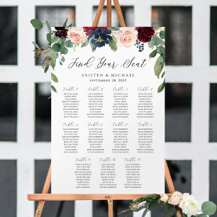 Poster Burgundy Floral Encontre seu assento