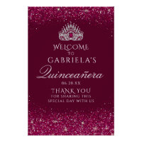 Burgundy Glitter Quinceanera - Sinal de boas-vinda
