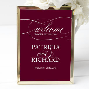 Poster Burgundy Marsala Bem-Vindo Ao Nosso Sinal Inicial