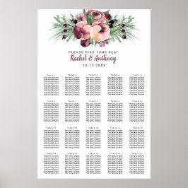 Poster Burgundy Plum Berry Watercolor Flowers Natal