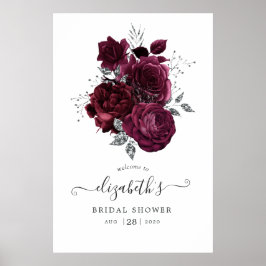 Poster Burgundy Plum e Silver Floral