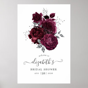 Poster Burgundy Plum e Silver Floral