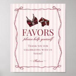 Poster Burgundy Red Lingerie Bachelorette Party Favors