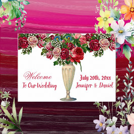 Poster Burgundy Rustic Rosa Country Weding Sign