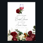 Poster Burgundy & White Floral Wine Tasting Bridal Shower<br><div class="desc">Welcome your guests with this elegant burgundy red,  white and bronze floral wine tasting bridal shower welcome sign. Designed with rich floral elements and a wine-inspired theme,  this sign is idealt for bridal showers,  vineyard celebrations,  and wine tasting events.</div>
