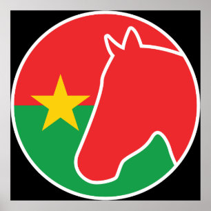 Poster Burkina Faso Cavalo Burkina Bandeira Animal Nacion