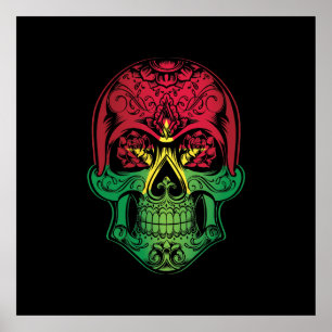 Poster Burkina Faso Crânio E Rosa
