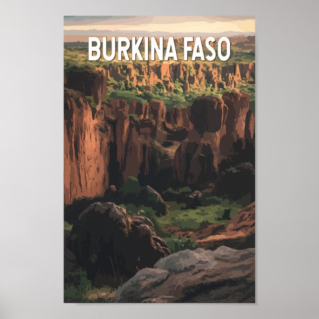 Poster Burkina Faso Ilustração Viagem Art Vintage (Frente)