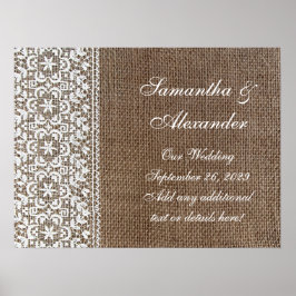 Póster Burlap e Lace Simples