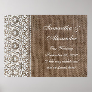 Póster Burlap e Lace Simples