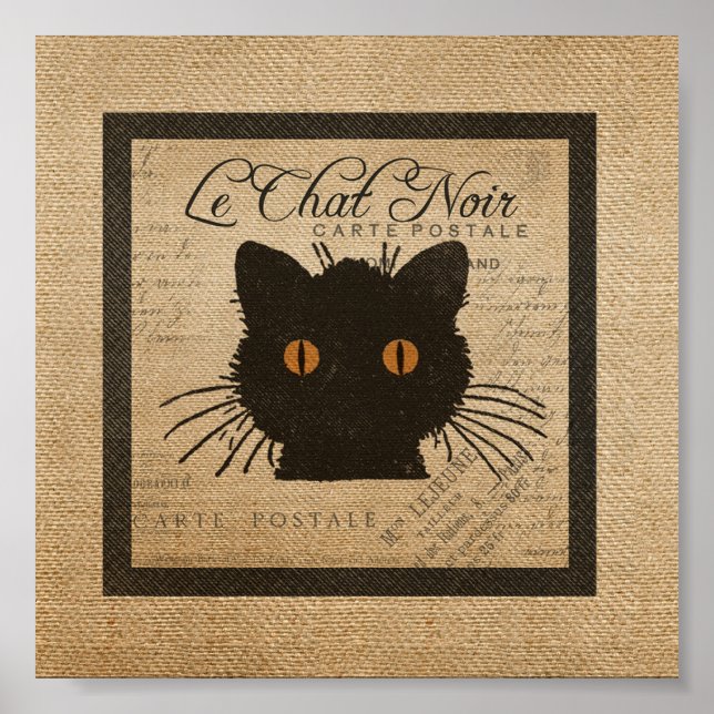 Poster Burlap Le Chat Noir Francês O Gato Negro (Frente)