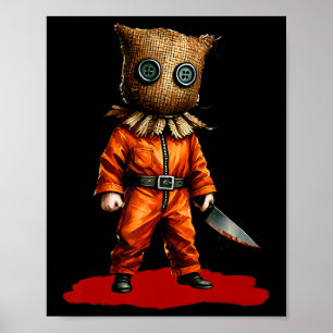 Poster Burlap Mask Slasher Knife Horror Spooky Hal