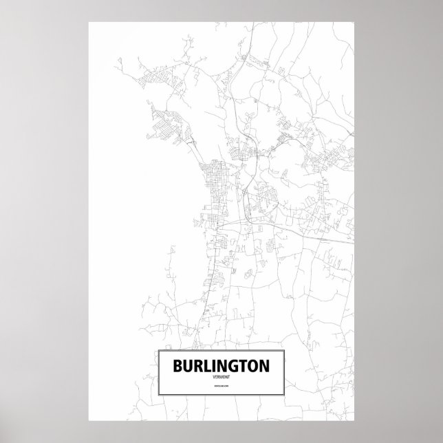 Póster Burlington, Vermont (preto no branco) (Frente)