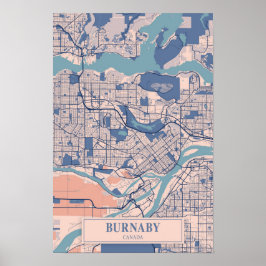 Poster Burnaby Canada Breezy City Map Travel