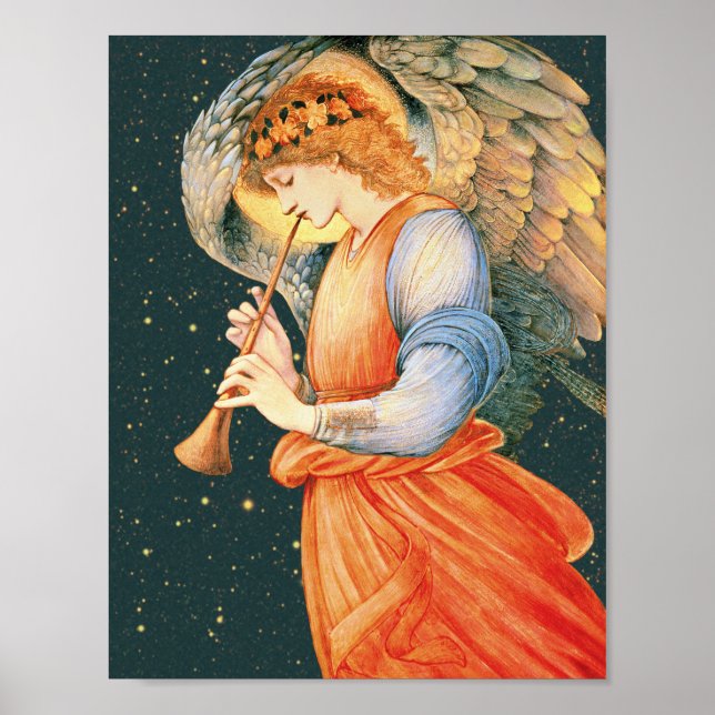 Poster Burne-Jones Angel tocando flageolet (Frente)