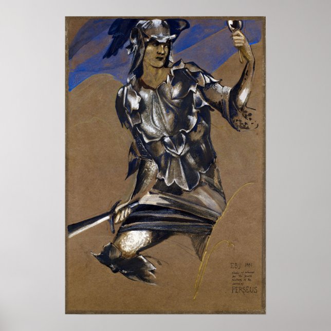 Poster Burne-Jones - Estudo de Perseu em Armadura (Frente)