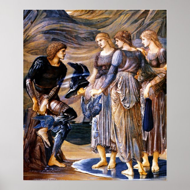 Poster Burne-Jones - Perseu e Ninfa do Mar 1877 (Frente)