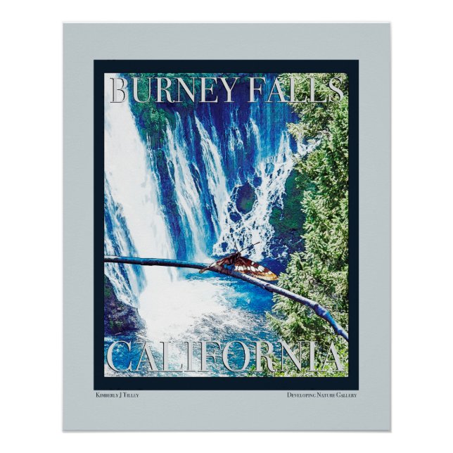 Póster Burney Falls, Poster CA (Frente)